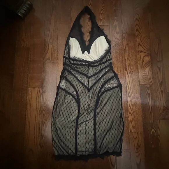 Bebe Black and Cream Lace Dress - Picture 2 of 6